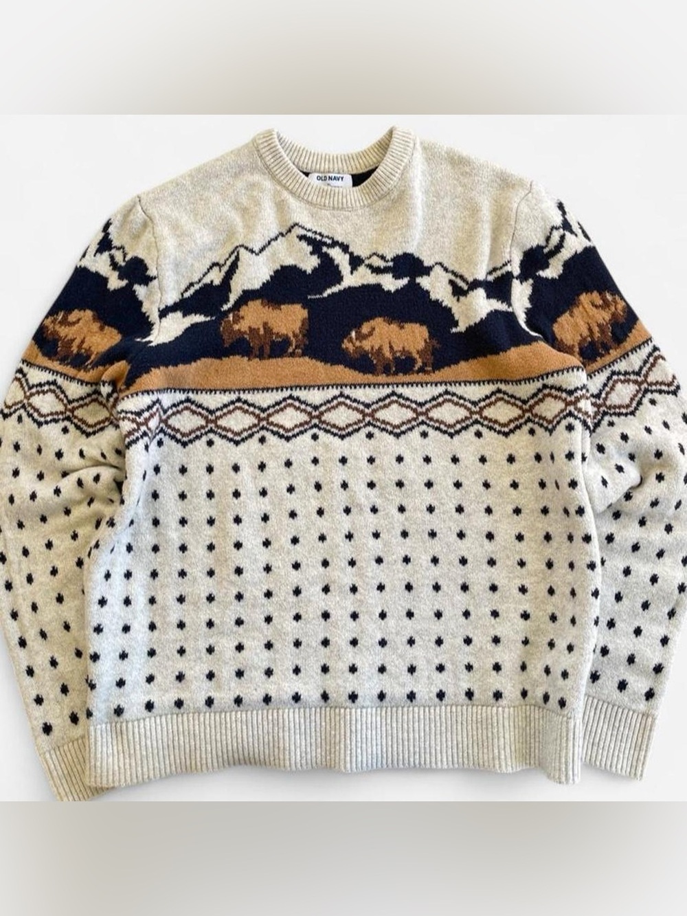 Old Navy Thick and Cozy Buffalo & Mountains Knit SweaterXL